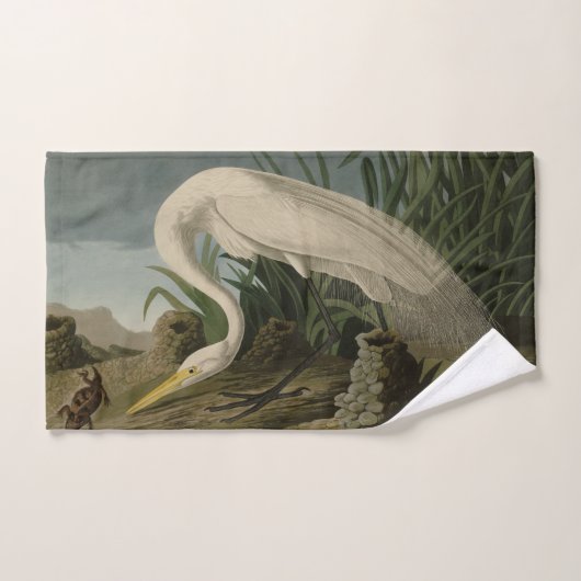 White Heron, Great Egret, Audubon Birds of America Bad Handdoek (Handdoek)