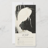 White Heron in Sneeuwbruin Theme RSVP Card (Voorkant)