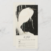 White Heron in Sneeuwbruin Theme RSVP Card (Voorkant / Achterkant)