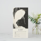White Heron in Sneeuwbruin Theme RSVP Card (Staand voorkant)