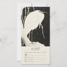 White Heron in Sneeuwbruin Theme RSVP Card