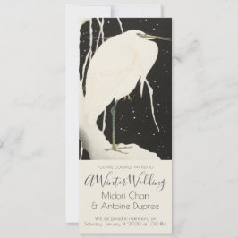 White Heron in Snow Winter Wedding Kaart