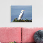 White Heron op Lilypads Canvas Afdruk (Insitu (Woonkamer))