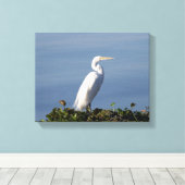 White Heron op Lilypads Canvas Afdruk (Insitu (Houten vloer))
