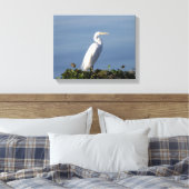 White Heron op Lilypads Canvas Afdruk (Insitu (Slaapkamer))