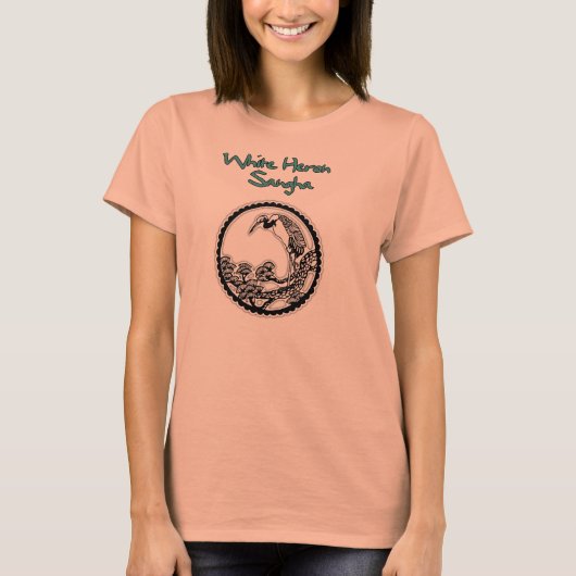 White Heron Sangha TShirt, dames tegen de nek T-shirt (Voorkant)