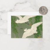 White Herons and Willow in Rain by Ohara Koson Notitiekaartje (Voorkant / Achterkant in situ)