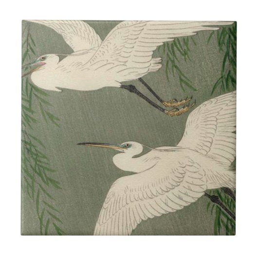 White Herons Decorative Tile Tegeltje (Voorkant)