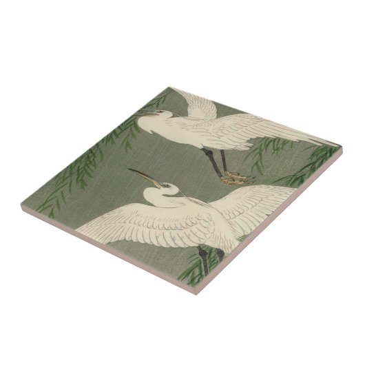 White Herons Decorative Tile Tegeltje (Zijkant)