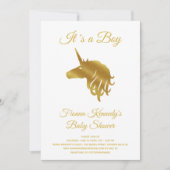 White Het is een Boy Unicorn Baby shower Invitatio Kaart (Voorkant)