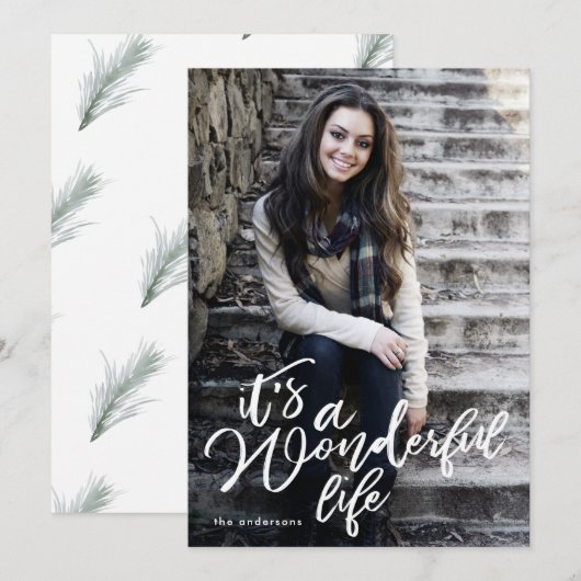 White Het is een prachtige kerstfotokaart voor ied Feestdagenkaart (Voorkant / Achterkant)