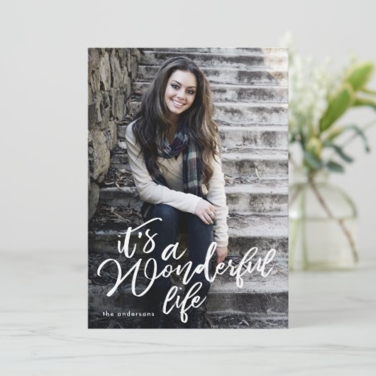 White Het is een prachtige kerstfotokaart voor ied Feestdagenkaart (Staand voorkant)