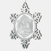 White Hexagon Photo Border Tin Sneeuwvlok Ornament (Rechts)