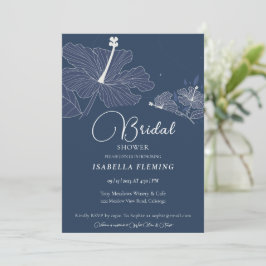 White Hibiscus Bridal Shower Invitation Kaart