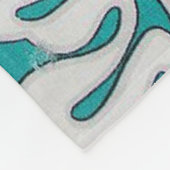 White Hibiscus Floral Pattern on Aqua Turquoise Fleece Deken (Hoek)
