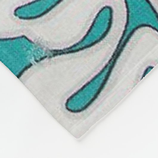 White Hibiscus Floral Pattern on Aqua Turquoise Fleece Deken (Hoek)