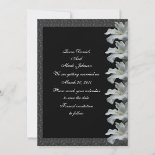 White Hibiscus flower Black Wedding Save the Date