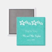 White hibiscus flower bruiloft bedankt magneet (Voorkant / Achterkant)