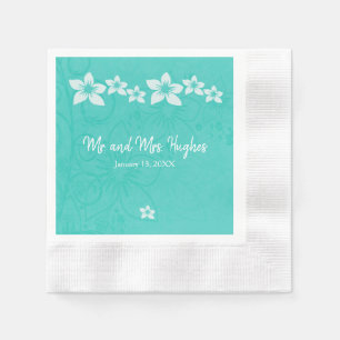 White hibiscus flower bruiloft servetten