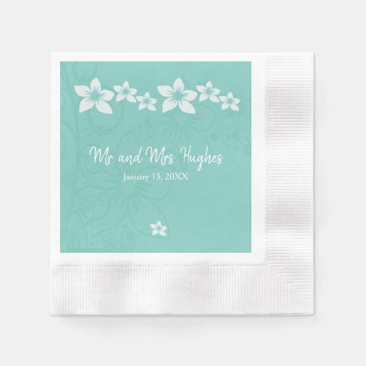 White hibiscus flower bruiloft servetten (Voorkant)