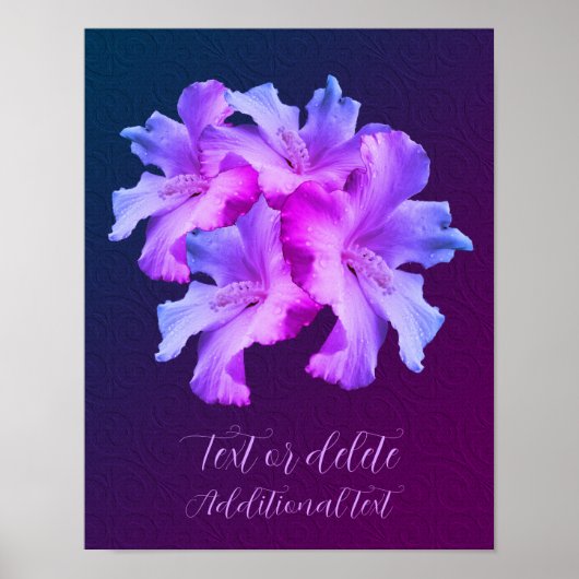 White Hibiscus Flowers Bouquet Tinted Personalized Poster (Voorkant)