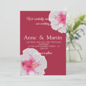 White Hibiscus Flowers Custom Kaart (Staand voorkant)