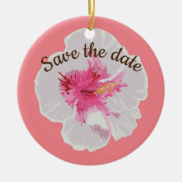White Hibiscus Flowers Custom Keramisch Ornament