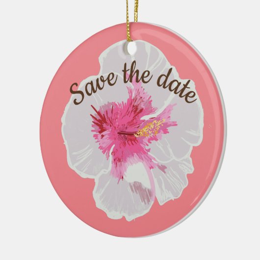 White Hibiscus Flowers Custom Keramisch Ornament (Links)