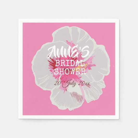 White Hibiscus Flowers Custom Servet (Voorkant)