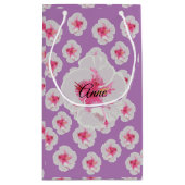White Hibiscus Flowers Pattern Personalized Klein Cadeauzakje (Achterkant)