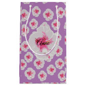 White Hibiscus Flowers Pattern Personalized Klein Cadeauzakje (Voorkant)