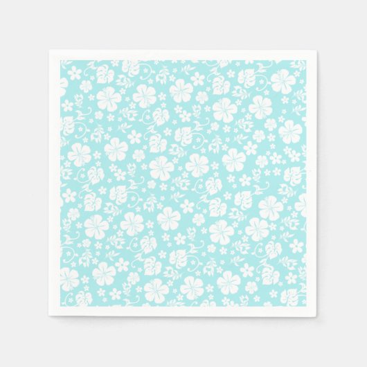 White Hibiscus on Light Aqua Tropical Chic Servet (Voorkant)