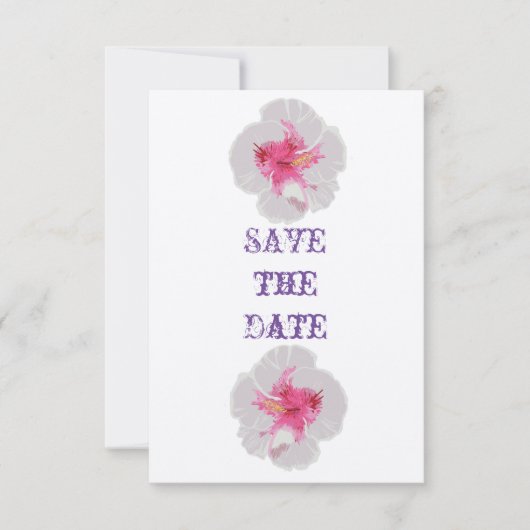 White Hibiscus Save the Date Kaart (Voorkant)