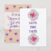 White Hibiscus Save the Date Kaart (Voorkant / Achterkant)