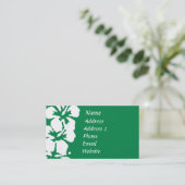 White Hibiscuses on Emerald Green Visitekaartje (Staand voorkant)