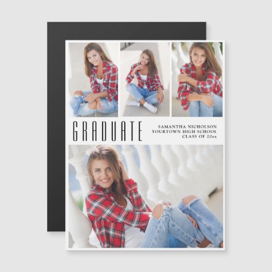 White High School College Afbeelding 4 Foto Magnetische Uitnodiging (Voorkant / Achterkant)