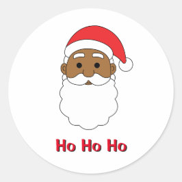 White Ho Ho African American Santa Claus Family Ronde Sticker