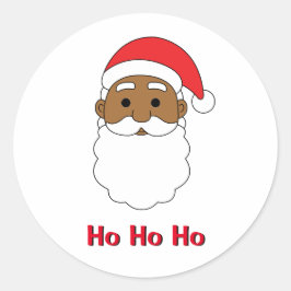 White Ho Ho African American Santa Claus Family Ronde Sticker