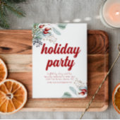White Holiday Berries Vakantie Party uitnodiging
