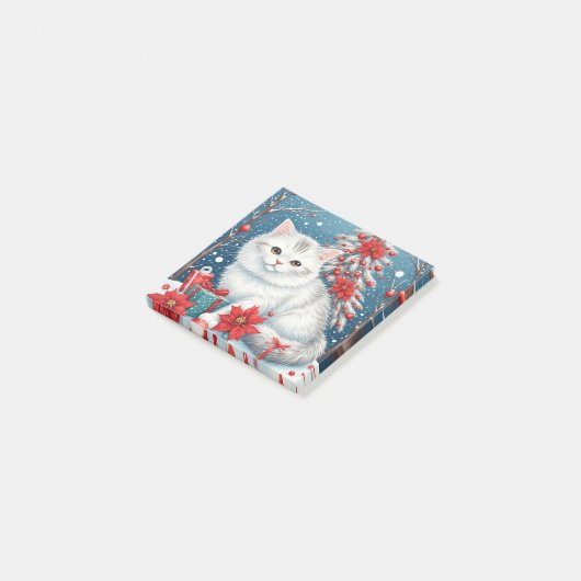 White Holiday Cat  Post-it® Notes (Schuin)