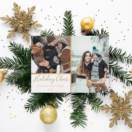 White Holiday Cheer Faux Gold Photo Collage Feestdagenkaart