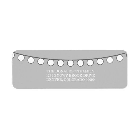 White Holiday String of Lights Adresetiketten Etiket (Voorkant)