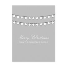 White Holiday String of Lights Briefkaart