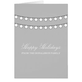 White Holiday String of Lights Wenskaart