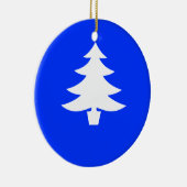 White Holiday Tree on Blue Background Ornament (Rechts)