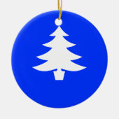 White Holiday Tree on Blue Background Ornament (Voorkant)
