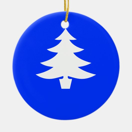 White Holiday Tree on Blue Background Ornament (Voorkant)