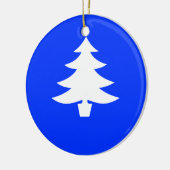 White Holiday Tree on Blue Background Ornament (Links)