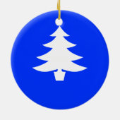 White Holiday Tree on Blue Background Ornament (Achterkant)