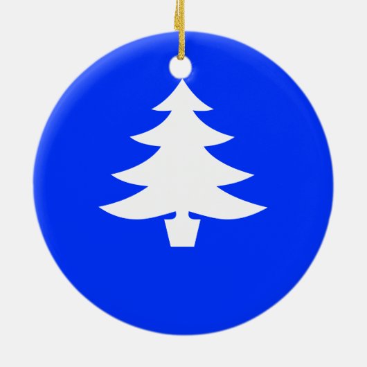 White Holiday Tree on Blue Background Ornament (Achterkant)
